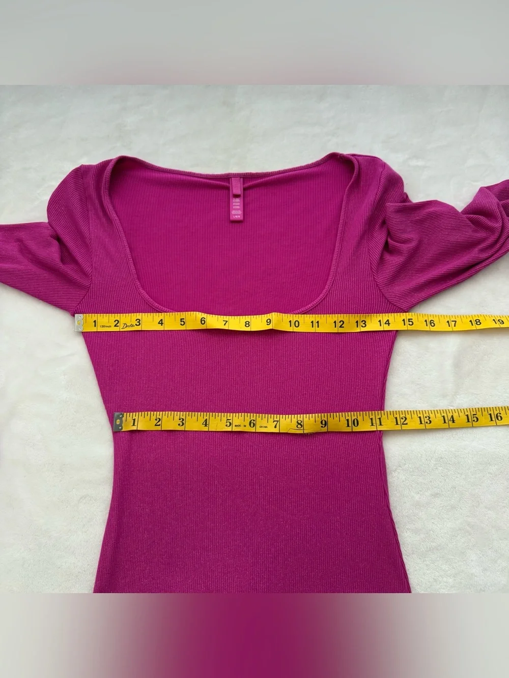 SKIMS Soft Lounge Long Sleeve Maxi Dress Large Fuchsia Foil Metallic Large Rare - Picture 9 of 10